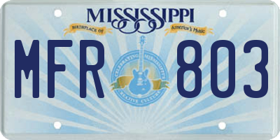 MS license plate MFR803