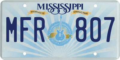 MS license plate MFR807