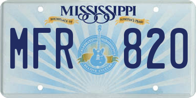 MS license plate MFR820