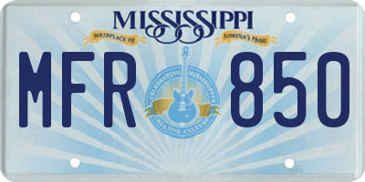 MS license plate MFR850