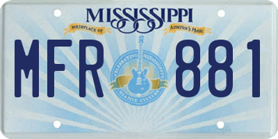 MS license plate MFR881