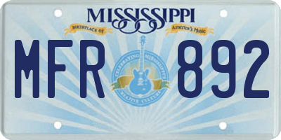 MS license plate MFR892