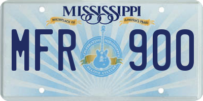 MS license plate MFR900