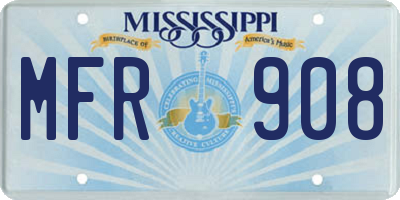 MS license plate MFR908