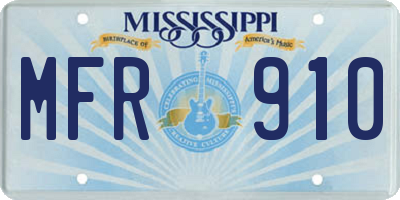 MS license plate MFR910
