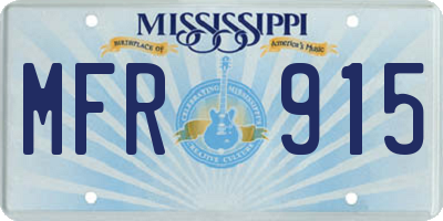 MS license plate MFR915