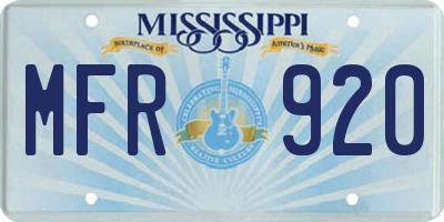 MS license plate MFR920