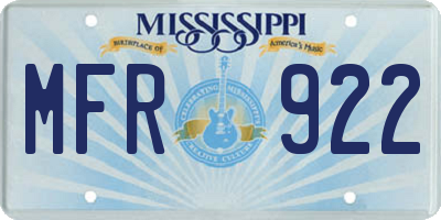 MS license plate MFR922