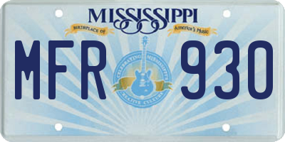 MS license plate MFR930