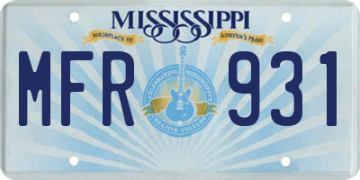 MS license plate MFR931