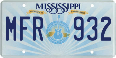 MS license plate MFR932