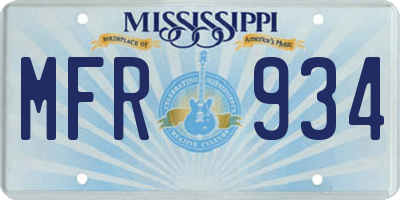 MS license plate MFR934