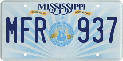 MS license plate MFR937