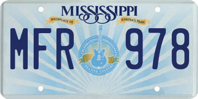 MS license plate MFR978