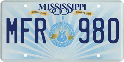 MS license plate MFR980