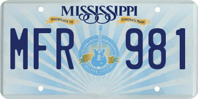 MS license plate MFR981