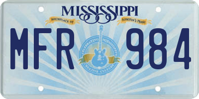 MS license plate MFR984