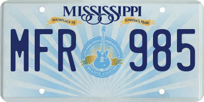 MS license plate MFR985