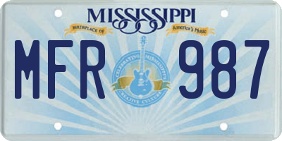 MS license plate MFR987