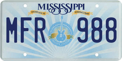MS license plate MFR988
