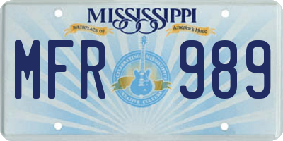 MS license plate MFR989
