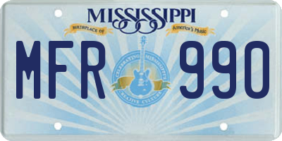 MS license plate MFR990
