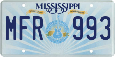 MS license plate MFR993