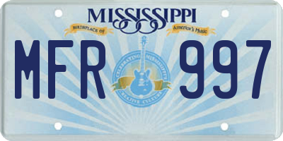 MS license plate MFR997