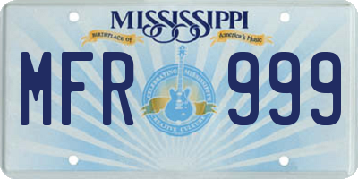 MS license plate MFR999