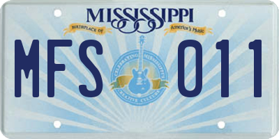 MS license plate MFS011