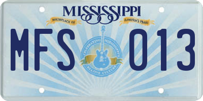 MS license plate MFS013
