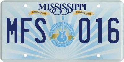 MS license plate MFS016