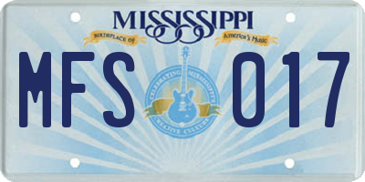 MS license plate MFS017