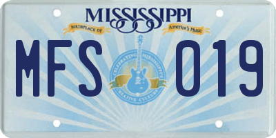 MS license plate MFS019