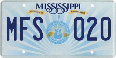 MS license plate MFS020