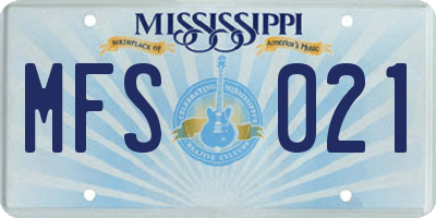 MS license plate MFS021