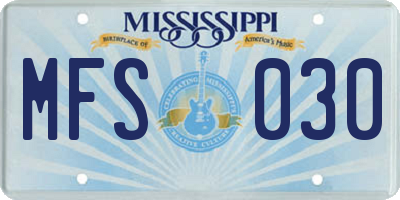 MS license plate MFS030