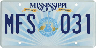 MS license plate MFS031