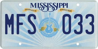 MS license plate MFS033