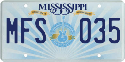 MS license plate MFS035