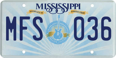 MS license plate MFS036