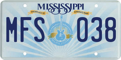 MS license plate MFS038