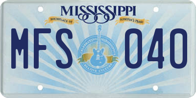 MS license plate MFS040