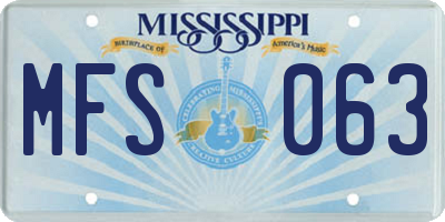MS license plate MFS063
