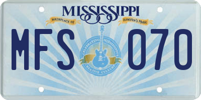 MS license plate MFS070