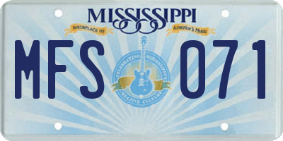 MS license plate MFS071