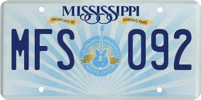 MS license plate MFS092