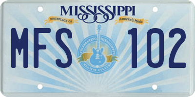 MS license plate MFS102