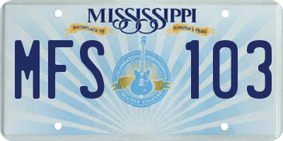 MS license plate MFS103