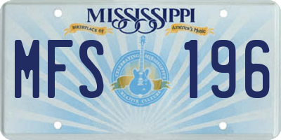 MS license plate MFS196